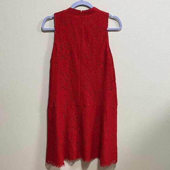 Ann Taylor LOFT Red Floral Lace Mock Neck Shift Dress | Size 6 NWT MSRP $98 - Picture 4 of 10